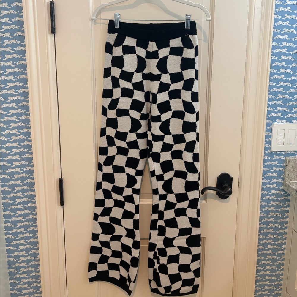 Black and White Checkered Flare Pants
